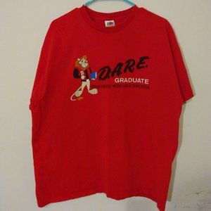 Red DARE Graduate T-Shirt Lion Daren D.A.R.E. Vintage Retro XL